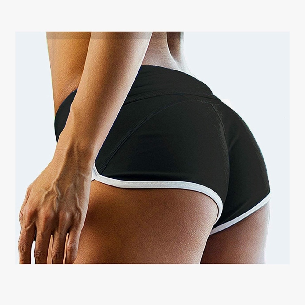 Sleek Black Women's Athletic Shorts with White Trim
